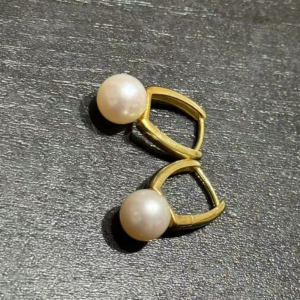 Raffie & Julia "Pearl Ear Huggies" Natural Pearls in Gold Plated Sterling Silver