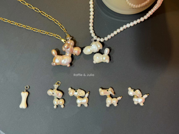 "Pearl Dog Pendant" Handmade with Natural Pearl - Unique Gift