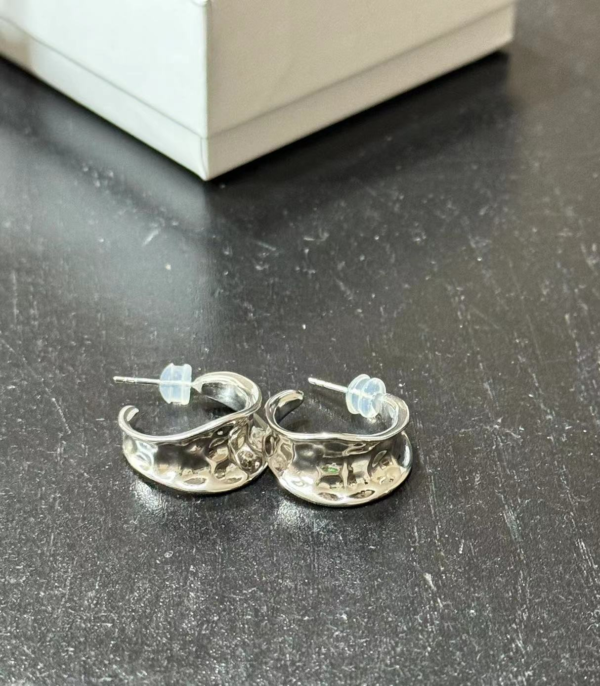 Raffie & Julia "Rugged Earhoops" Chunky Hoop Earrings in Sterling Silver