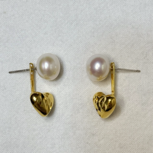 Raffie & Julia "Free Heart Earring Set" Natural Pearls in Gold Plated Sterling Silver - Multi-way