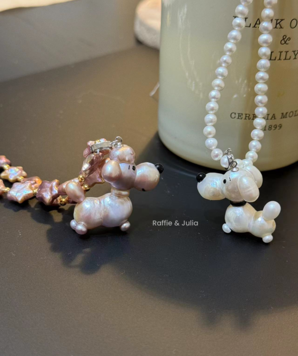 "Pearl Dog Pendant" Handmade with Natural Pearl - Unique Gift