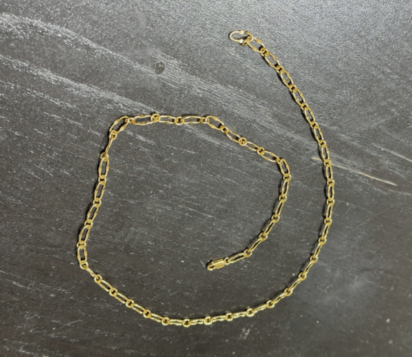 Raffie & Julia "Paperclip Chain Necklace" Sterling Silver Plated with Thick Gold - Adjustable Length