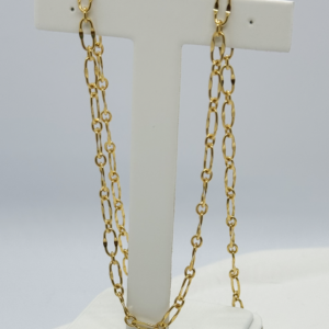 Raffie & Julia "Paperclip Chain Necklace" Sterling Silver Plated with Thick Gold - Adjustable Length