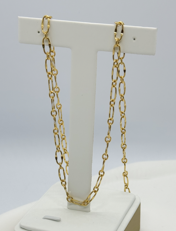 Raffie & Julia "Paperclip Chain Necklace" Sterling Silver Plated with Thick Gold - Adjustable Length