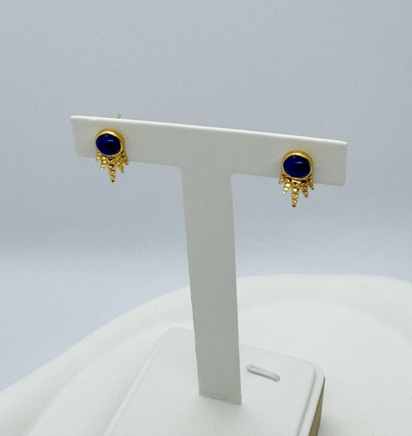 Raffie & Julia "Lapis Ear Studs" Natural Lapis in Gold Plated Sterling Silver