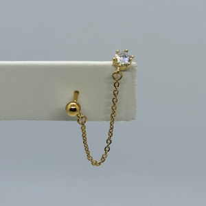 Raffie & Julia "Chain Stud Earrings" 5A Zircon in Gold Plated Sterling Silver