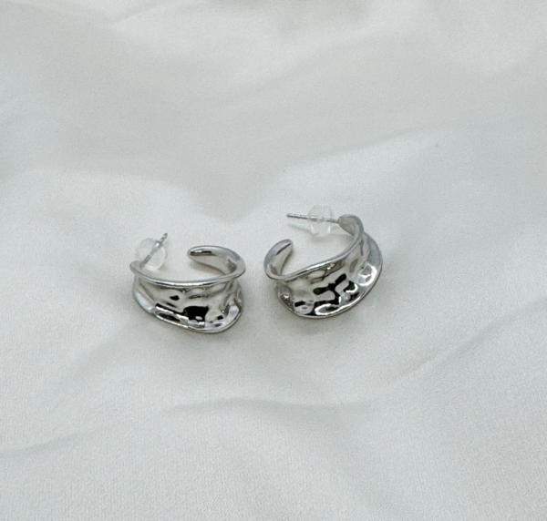 Raffie & Julia "Rugged Earhoops" Chunky Hoop Earrings in Sterling Silver