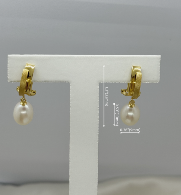 Raffie & Julia "Pearl Drop Huggie Earrings" Freshwater Pearls in Thick Gold Plated Sterling Silver