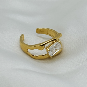 Raffie & Julia "Gold Sugar Ring" Sterling Silver Plated with Thick Gold, Free Size