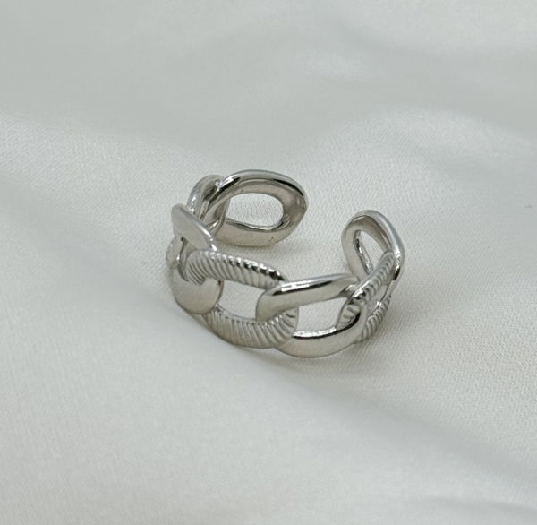 Raffie & Julia "Silver Chunky Chain Ring" Sterling Silver, Free Size