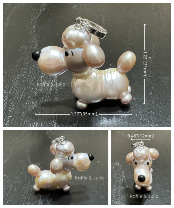 "Pearl Dog Pendant" Handmade with Natural Pearl - Unique Gift