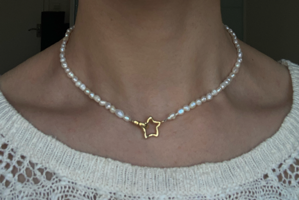 Raffie & Julia Daisy Necklace, Baby Baroque Pearls, Star Clasp in Sterling Silver