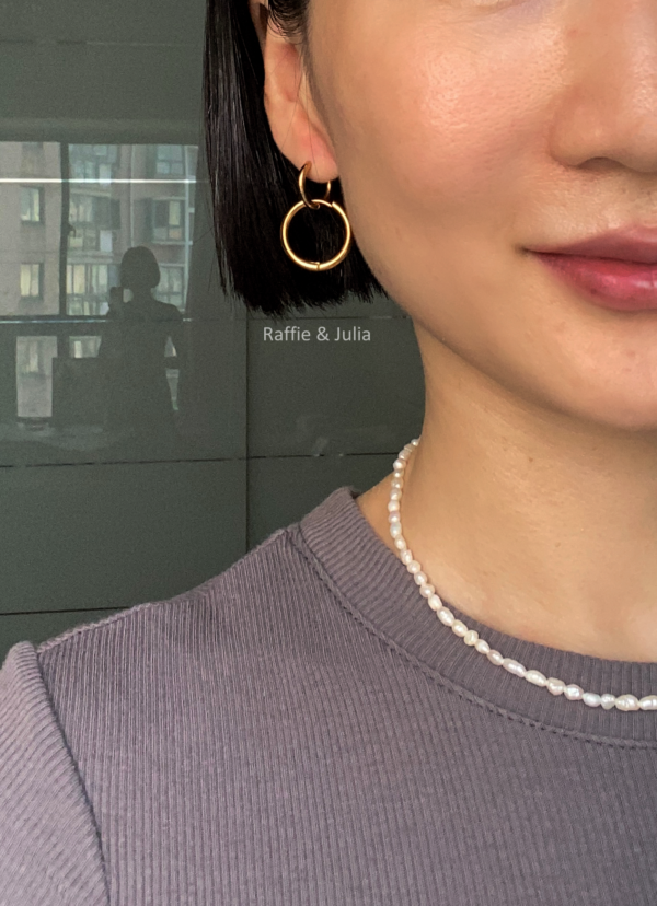 Raffie & Julia- Spell Pearl Hoops- 18k Gold Plated Stainless Steel Hoop Earrings with Detachable Freshwater Pearls, Versatile Minimalist Jewelry, Elegant Everyday Earrings, Classic Pearl Hoops for Women