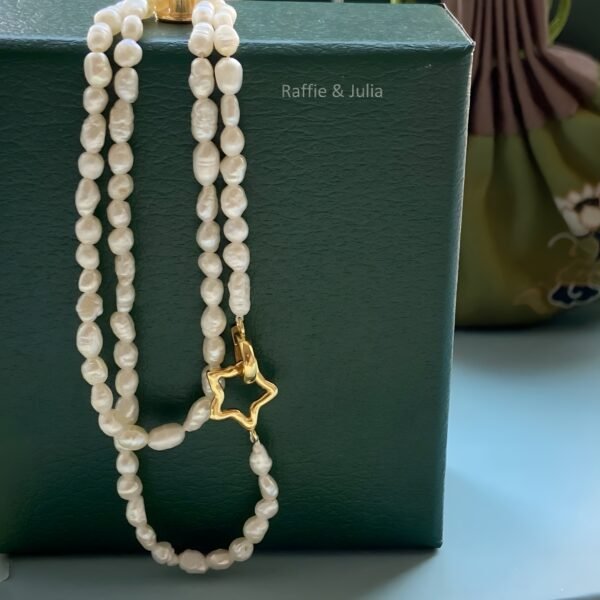 Raffie & Julia Daisy Necklace, Baby Baroque Pearls, Star Clasp in Sterling Silver