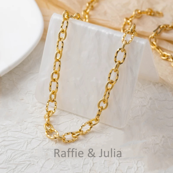 Raffie & Julia 18K Gold-Plated Medical Steel Harmony Link Chain - Openable Clasp, Tarnish-Resistant, Custom Length Necklace, Sensitive Skin Friendly, DIY Jewelry Making Supplies