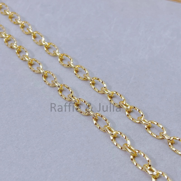 Raffie & Julia 18K Gold-Plated Medical Steel Harmony Link Chain - Openable Clasp, Tarnish-Resistant, Custom Length Necklace, Sensitive Skin Friendly, DIY Jewelry Making Supplies