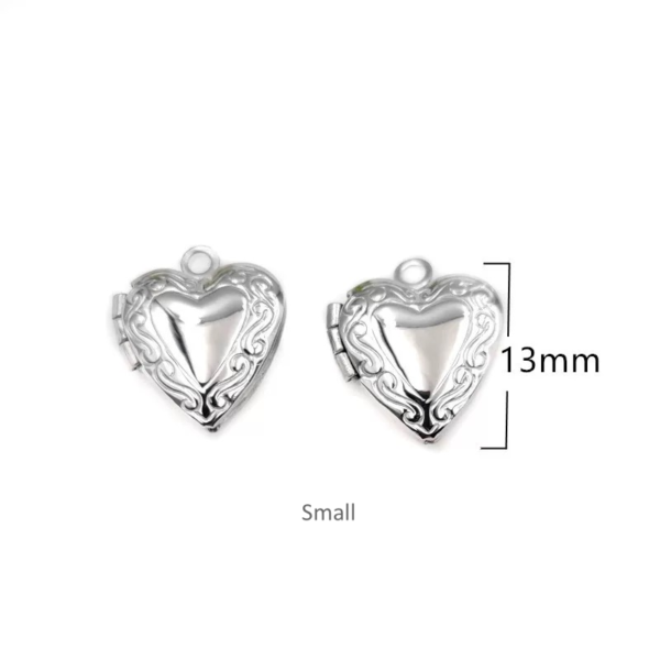 Openable Heart Locket Charms for Jewelry Making - DIY Heart-Shaped Locket Charms in Gold & Silver, Medical-Grade Steel, Tarnish-Resistant, Keepsake & Photo Holder, Perfect for Sensitive Skin, Necklace & Earring Charms, Large & Small Sizes