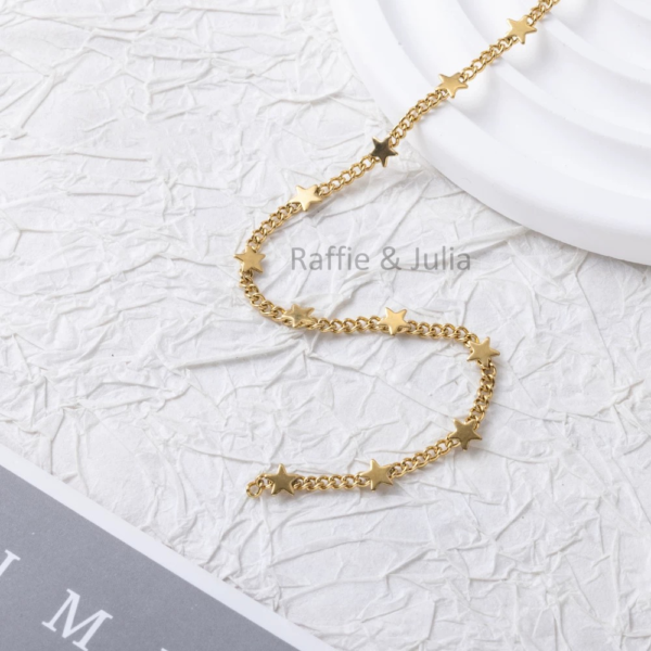 Raffie & Julia 18K Gold-Plated Medical Steel Star Cuban Link Chain - Openable Clasp, Tarnish-Resistant, Custom Length Necklace, Sensitive Skin Friendly, DIY Jewelry Making Supplies