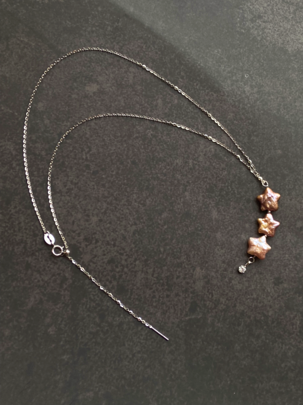 Starlight Necklace- Handmade Sterling Silver Necklace with Colorful Star-Shaped Freshwater Pearls and 5A Zircon - Adjustable Chain, Unique Jewelry Gift for Women