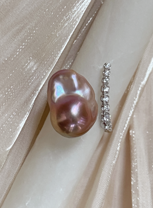 Raffie & Julia Elysian Pearl Ring – Adjustable Baroque Pearl Ring for Women – White and Colorful Natural Pearls, Sterling Silver or 18k Gold-Plated, Unique Statement Pearl Ring Bridal, Everyday, and Gift